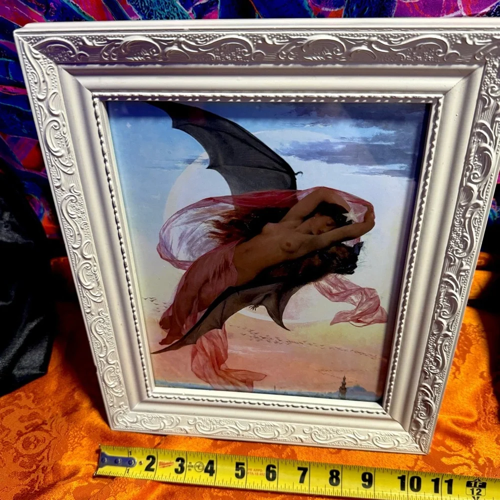 Moonlit Dreams Gabriel Ferrier Framed Art Witch Bat Moon Pagan Mythology Magic